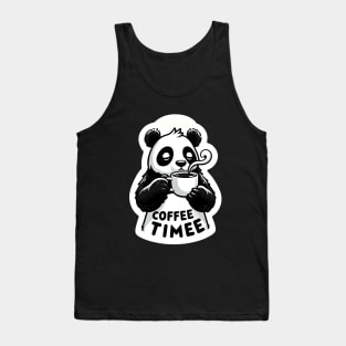 panda drink coffee with text coffee time Tank Top